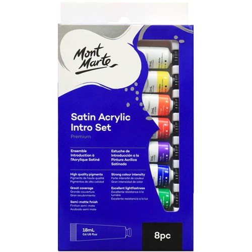 MONT MARTE SATIN ACRYLIC PAINT INTRO SET, 8 Piece x 18ml